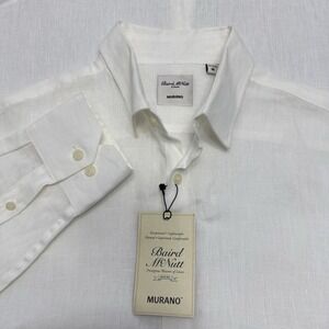 NEW Murano Baird McNutt linen shirt men's medium white coastal minimalist preppy